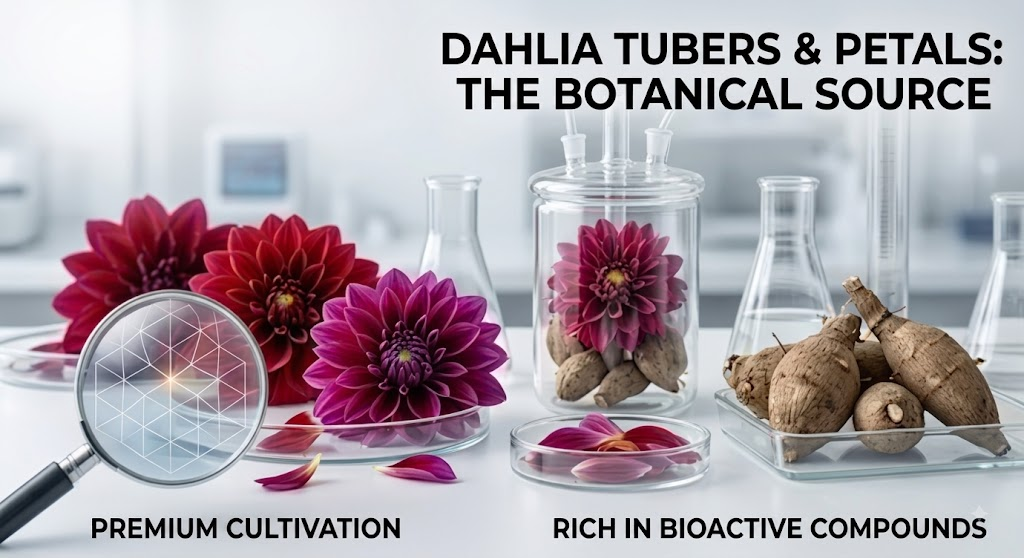 Dahlia extract metabolic and gut health illustration